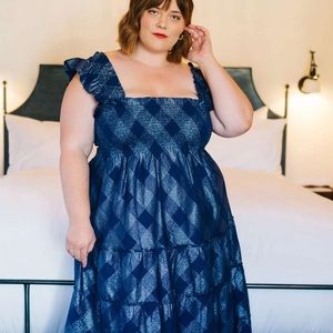 Hill House Home Ellie Navy Glitter Check Nap Dress
